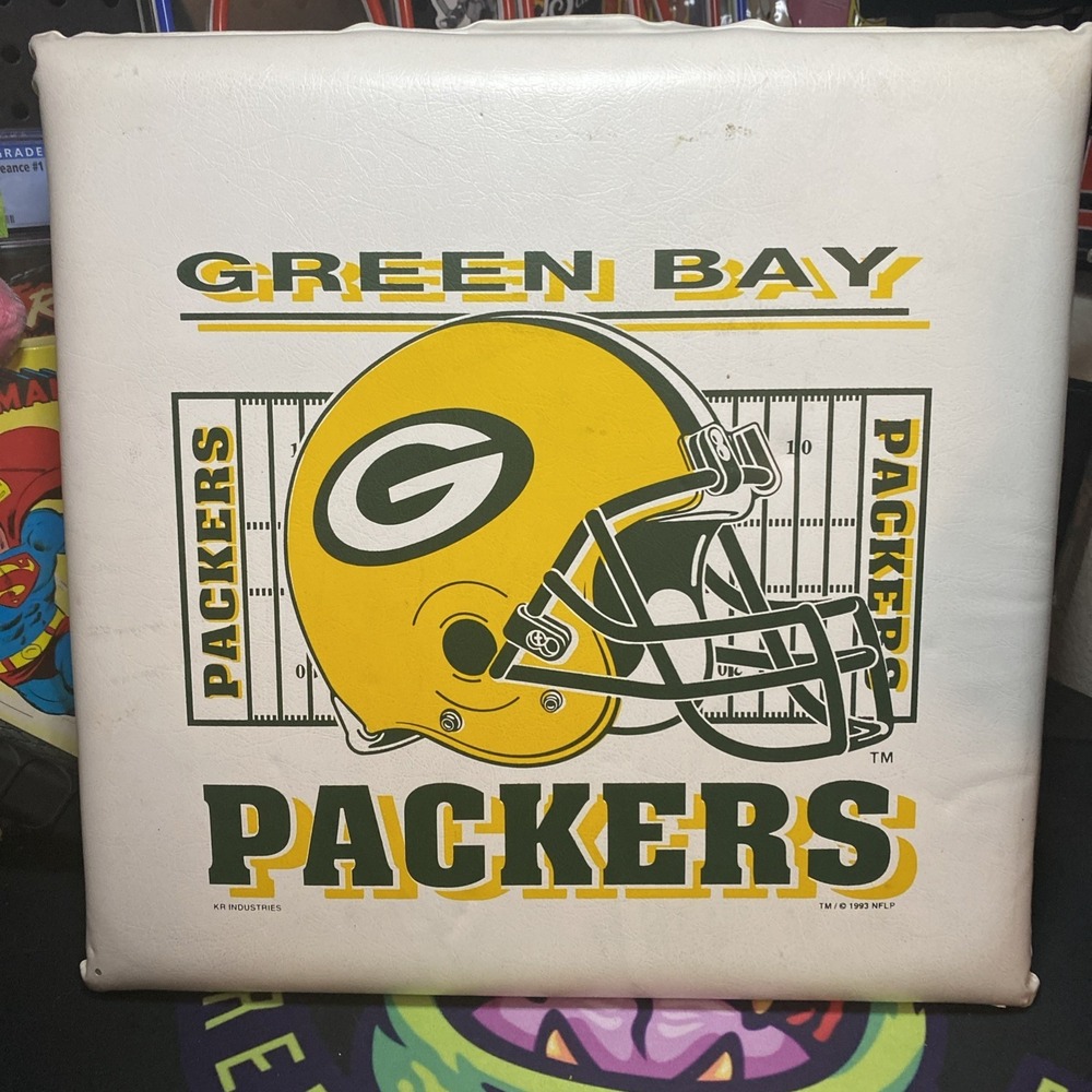 Green Bay Packers Padded Stadium Seat Cushion With Handle 14 By 12 Vintage 1993